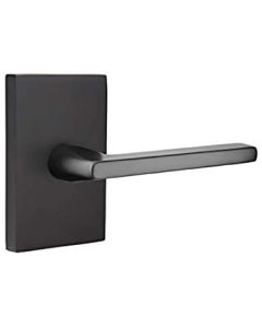 EMTEK HELIOS LEVER WITH MODERN RECTANGULAR ROSETTE PASSAGE RH FLAT BLACK (US19) 5112