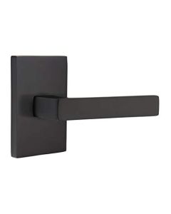 EMTEK DUMONT LEVER WITH MODERN RECTANGULAR ROSETTE PASSAGE LH FLAT BLACK (US19) 5112