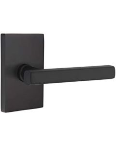 EMTEK STUTTGART LEVER WITH MODERN RECTANGULAR ROSETTE DUMMY FLAT BLACK (US19) 5052