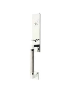 EMTEK HERCULES KNURLED MONOLITHIC SINGLE CYLINDER KEYD 4218 POLISHED CHROME US26