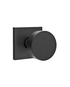 EMTEK ROUND KNOB WITH SQUARE ROSETTE PRIVACY LH FLAT BLACK (US19) 5210