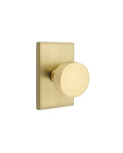 EMTEK ROUND KNOB WITH MODERN RECTANGULAR ROSETTE DUMMY SATIN BRASS (US4) 5052
