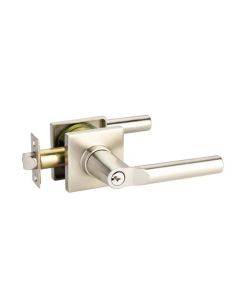 EMTEK HANOVER LEVER WITH SQUARE ROSETTE SINGLE CYLINDER 5122 SATIN NICKEL US15