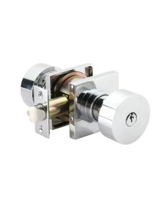 EMTEK ROUND KNOB WITH SQUARE ROSETTE SINGLE CYLINDER 5122 POLISHED CHROME US26