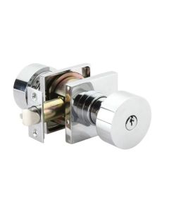 EMTEK ROUND KNOB WITH MODERN RECTANGULAR ROSETTE SINGLE CYLINDER 5123 POLISHED CHROME US26
