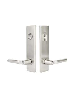 EMTEK MODERN RECTANGULAR TWO-POINT, SINGLE CYLINDER WITH HELIOS LEVERS 5312 SINGLE CYLINDER SATIN NICKEL US15