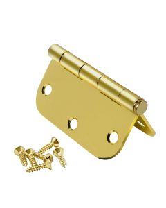3 1/2" X 3 1/2" RESIDENTIAL DUTY HINGE WITH 5/8" RADIUS CORNERS 91033 US3 (POLISHED BRASS)