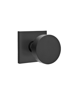 EMTEK ROUND KNOB WITH SQUARE ROSETTE PASSAGE RH FLAT BLACK (US19) 5110