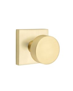 EMTEK ROUND KNOB WITH SQUARE ROSETTE DUMMY SATIN BRASS (US4) 5050