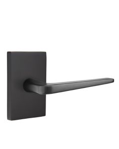 EMTEK ATHENA LEVER WITH MODERN RECTANGULAR ROSETTE PASSAGE RH FLAT BLACK (US19) 5112