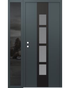 DIAMOND A10 50" X 80" ANTHRACITE/ANTHRACITE FROSTED GLASS PANEL BLACK RHI WITH SIDELITE MIRRORED GLASS