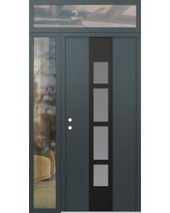 DIAMOND A10 52" X 96" ANTHRACITE/ANTHRACITE FROSTED GLASS PANEL BLACK RHI WITH SIDELITE AND TRANSOM CLEAR GLASS