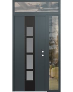DIAMOND A10 52" X 96" ANTHRACITE/ANTHRACITE FROSTED GLASS PANEL BLACK LHI WITH SIDELITE AND TRANSOM CLEAR GLASS