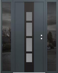 DIAMOND A10 68" X 80" ANTHRACITE/ANTHRACITE FROSTED GLASS PANEL BLACK LHI WITH 2 SIDELITES MIRRORED GLASS