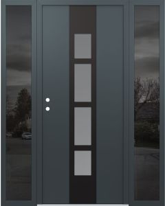 DIAMOND A10 60" X 80" ANTHRACITE/ANTHRACITE FROSTED GLASS PANEL BLACK RHI WITH 2 SIDELITES MIRRORED GLASS