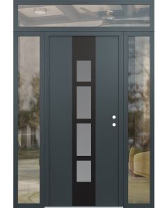 DIAMOND A10 68" X 96" ANTHRACITE/ANTHRACITE FROSTED GLASS PANEL BLACK LHI WITH 2 SIDELITES AND TRANSOM CLEAR GLASS