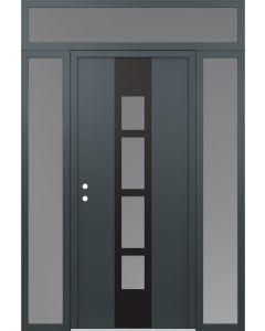 DIAMOND A10 64" X 96" ANTHRACITE/ANTHRACITE FROSTED GLASS PANEL BLACK RHI WITH 2 SIDELITES AND TRANSOM FROSTED GLASS