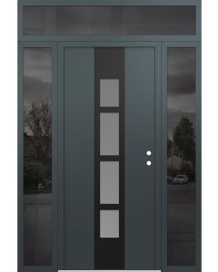 DIAMOND A10 60" X 96" ANTHRACITE/ANTHRACITE FROSTED GLASS PANEL BLACK LHI WITH 2 SIDELITES AND TRANSOM MIRRORED GLASS