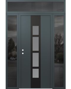DIAMOND A10 68" X 96" ANTHRACITE/ANTHRACITE FROSTED GLASS PANEL BLACK RHI WITH 2 SIDELITES AND TRANSOM MIRRORED GLASS