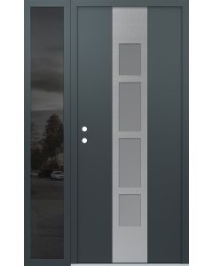 DIAMOND A10 52" X 80" ANTHRACITE/ANTHRACITE FROSTED GLASS PANEL STAINLESS STEEL RHI WITH SIDELITE MIRRORED GLASS