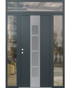 DIAMOND A10 64" X 96" ANTHRACITE/ANTHRACITE FROSTED GLASS PANEL STAINLESS STEEL RHI WITH 2 SIDELITES AND TRANSOM CLEAR GLASS