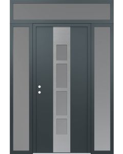 DIAMOND A10 64" X 96" ANTHRACITE/ANTHRACITE FROSTED GLASS PANEL STAINLESS STEEL RHI WITH 2 SIDELITES AND TRANSOM FROSTED GLASS