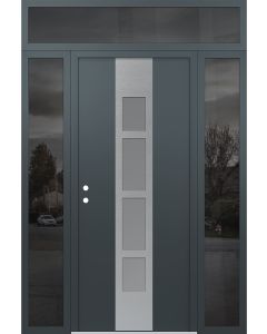DIAMOND A10 64" X 96" ANTHRACITE/ANTHRACITE FROSTED GLASS PANEL STAINLESS STEEL RHI WITH 2 SIDELITES AND TRANSOM MIRRORED GLASS