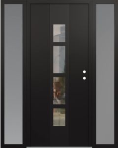 DIAMOND A10 64" X 80" BLACK/BLACK CLEAR GLASS PANEL BLACK LHI WITH 2 SIDELITES FROSTED GLASS