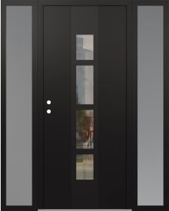 DIAMOND A10 64" X 80" BLACK/BLACK CLEAR GLASS PANEL BLACK RHI WITH 2 SIDELITES FROSTED GLASS
