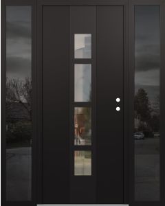 DIAMOND A10 64" X 80" BLACK/BLACK CLEAR GLASS PANEL BLACK LHI WITH 2 SIDELITES MIRRORED GLASS