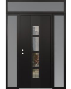 DIAMOND A10 64" X 96" BLACK/BLACK CLEAR GLASS PANEL BLACK RHI WITH 2 SIDELITES AND TRANSOM FROSTED GLASS