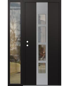 DIAMOND A10 52" X 80" BLACK/BLACK CLEAR GLASS PANEL STAINLESS STEEL RHI WITH SIDELITE CLEAR GLASS