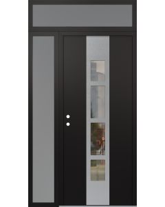 DIAMOND A10 52" X 96" BLACK/BLACK CLEAR GLASS PANEL STAINLESS STEEL RHI WITH SIDELITE AND TRANSOM FROSTED GLASS