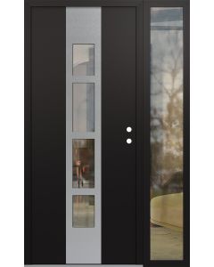 DIAMOND A10 52" X 80" BLACK/BLACK CLEAR GLASS PANEL STAINLESS STEEL LHI WITH SIDELITE CLEAR GLASS