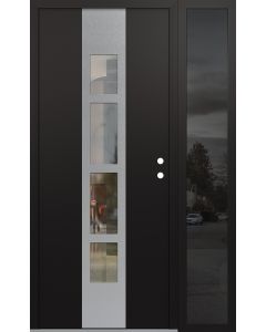DIAMOND A10 50" X 80" BLACK/BLACK CLEAR GLASS PANEL STAINLESS STEEL LHI WITH SIDELITE MIRRORED GLASS