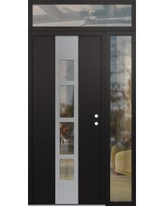 DIAMOND A10 52" X 96" BLACK/BLACK CLEAR GLASS PANEL STAINLESS STEEL LHI WITH SIDELITE AND TRANSOM CLEAR GLASS