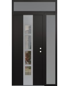 DIAMOND A10 52" X 96" BLACK/BLACK CLEAR GLASS PANEL STAINLESS STEEL LHI WITH SIDELITE AND TRANSOM FROSTED GLASS