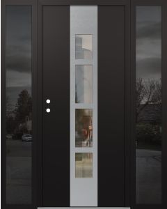 DIAMOND A10 68" X 80" BLACK/BLACK CLEAR GLASS PANEL STAINLESS STEEL RHI WITH 2 SIDELITES MIRRORED GLASS
