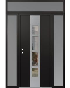 DIAMOND A10 64" X 96" BLACK/BLACK CLEAR GLASS PANEL STAINLESS STEEL RHI WITH 2 SIDELITES AND TRANSOM FROSTED GLASS