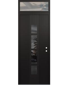 DIAMOND A10 36" X 96" BLACK/BLACK MIRRORED GLASS PANEL BLACK LHI WITH TRANSOM CLEAR GLASS