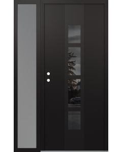 DIAMOND A10 52" X 80" BLACK/BLACK MIRRORED GLASS PANEL BLACK RHI WITH SIDELITE FROSTED GLASS