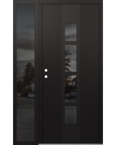 DIAMOND A10 50" X 80" BLACK/BLACK MIRRORED GLASS PANEL BLACK RHI WITH SIDELITE MIRRORED GLASS