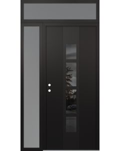 DIAMOND A10 48" X 96" BLACK/BLACK MIRRORED GLASS PANEL BLACK RHI WITH SIDELITE AND TRANSOM FROSTED GLASS
