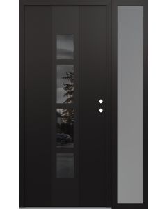DIAMOND A10 52" X 80" BLACK/BLACK MIRRORED GLASS PANEL BLACK LHI WITH SIDELITE FROSTED GLASS