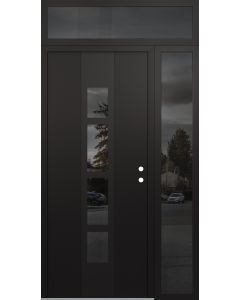 DIAMOND A10 50" X 96" BLACK/BLACK MIRRORED GLASS PANEL BLACK LHI WITH SIDELITE AND TRANSOM MIRRORED GLASS
