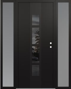 DIAMOND A10 64" X 80" BLACK/BLACK MIRRORED GLASS PANEL BLACK LHI WITH 2 SIDELITES FROSTED GLASS