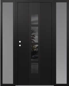 DIAMOND A10 60" X 80" BLACK/BLACK MIRRORED GLASS PANEL BLACK RHI WITH 2 SIDELITES FROSTED GLASS