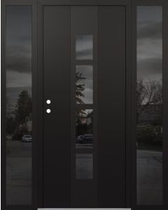 DIAMOND A10 64" X 80" BLACK/BLACK MIRRORED GLASS PANEL BLACK RHI WITH 2 SIDELITES MIRRORED GLASS