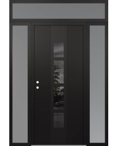 DIAMOND A10 60" X 96" BLACK/BLACK MIRRORED GLASS PANEL BLACK RHI WITH 2 SIDELITES AND TRANSOM FROSTED GLASS