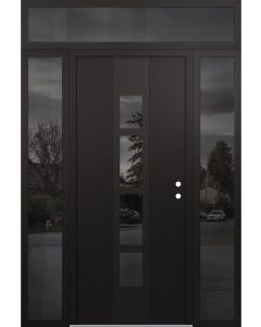DIAMOND A10 60" X 96" BLACK/BLACK MIRRORED GLASS PANEL BLACK LHI WITH 2 SIDELITES AND TRANSOM MIRRORED GLASS